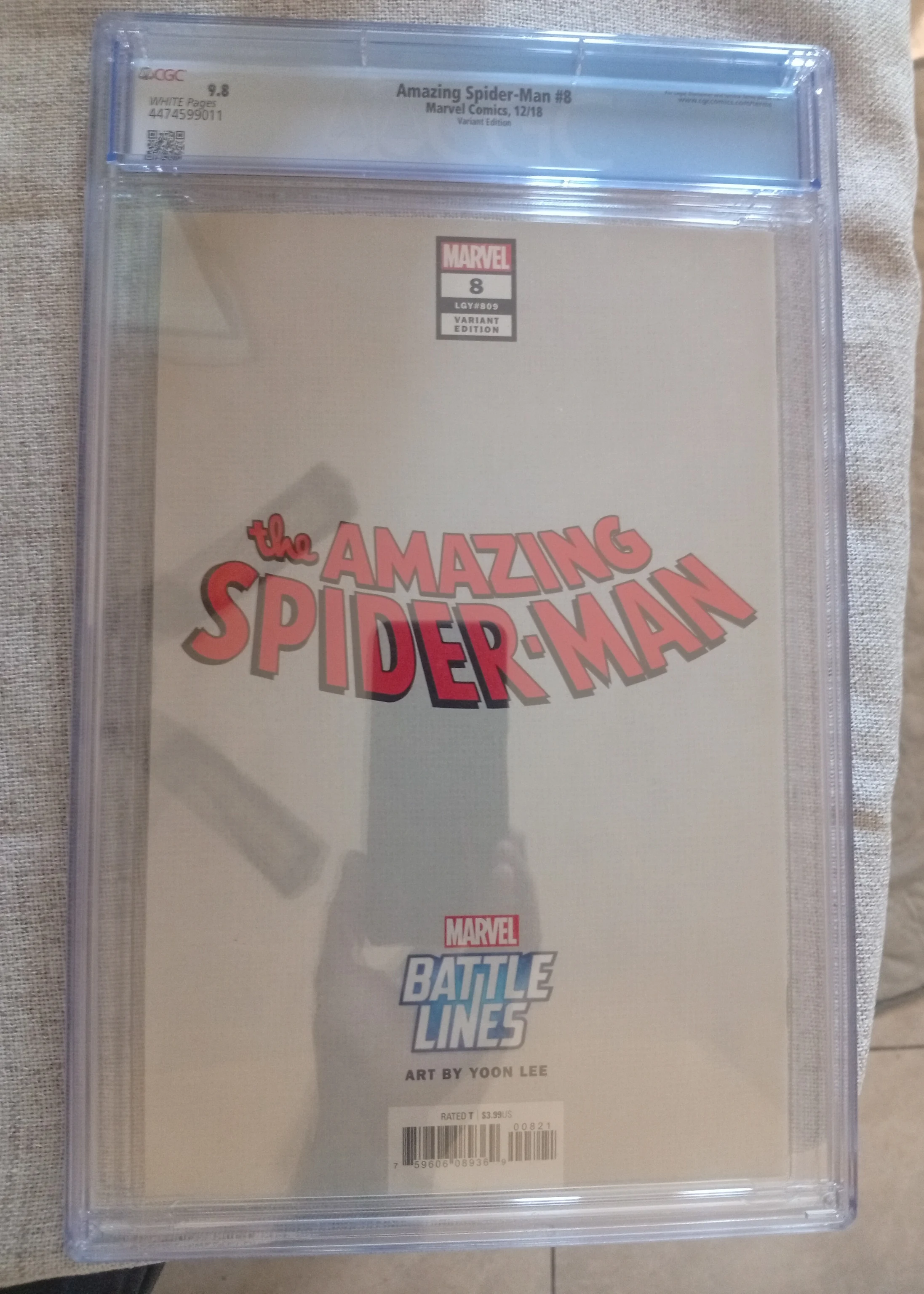 Amazing Spider-Man #8 Yoon Lee Battle Lines Goblin Virgin Variant Marvel 2018 CGC 9.8 image 2