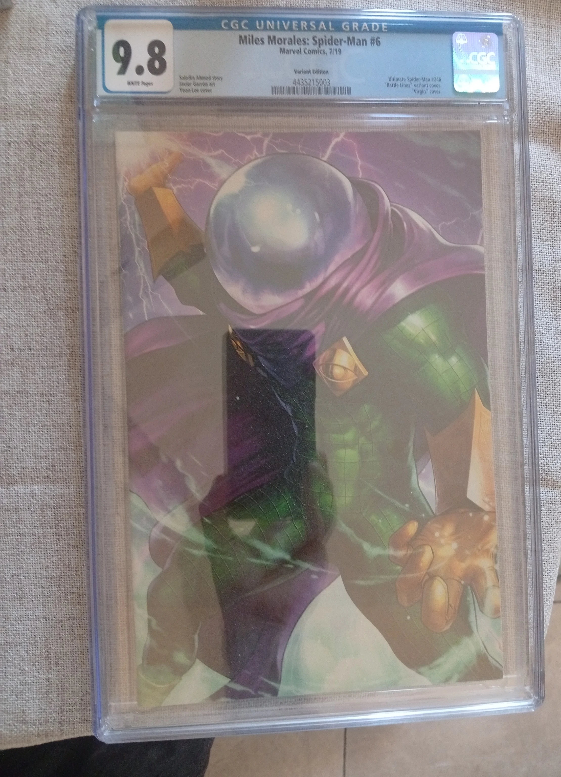 Miles Morales Spider-man #6 | 2019 | Lee Virgin Variant | Tombstone | Marvel CGC 9.8 image 2