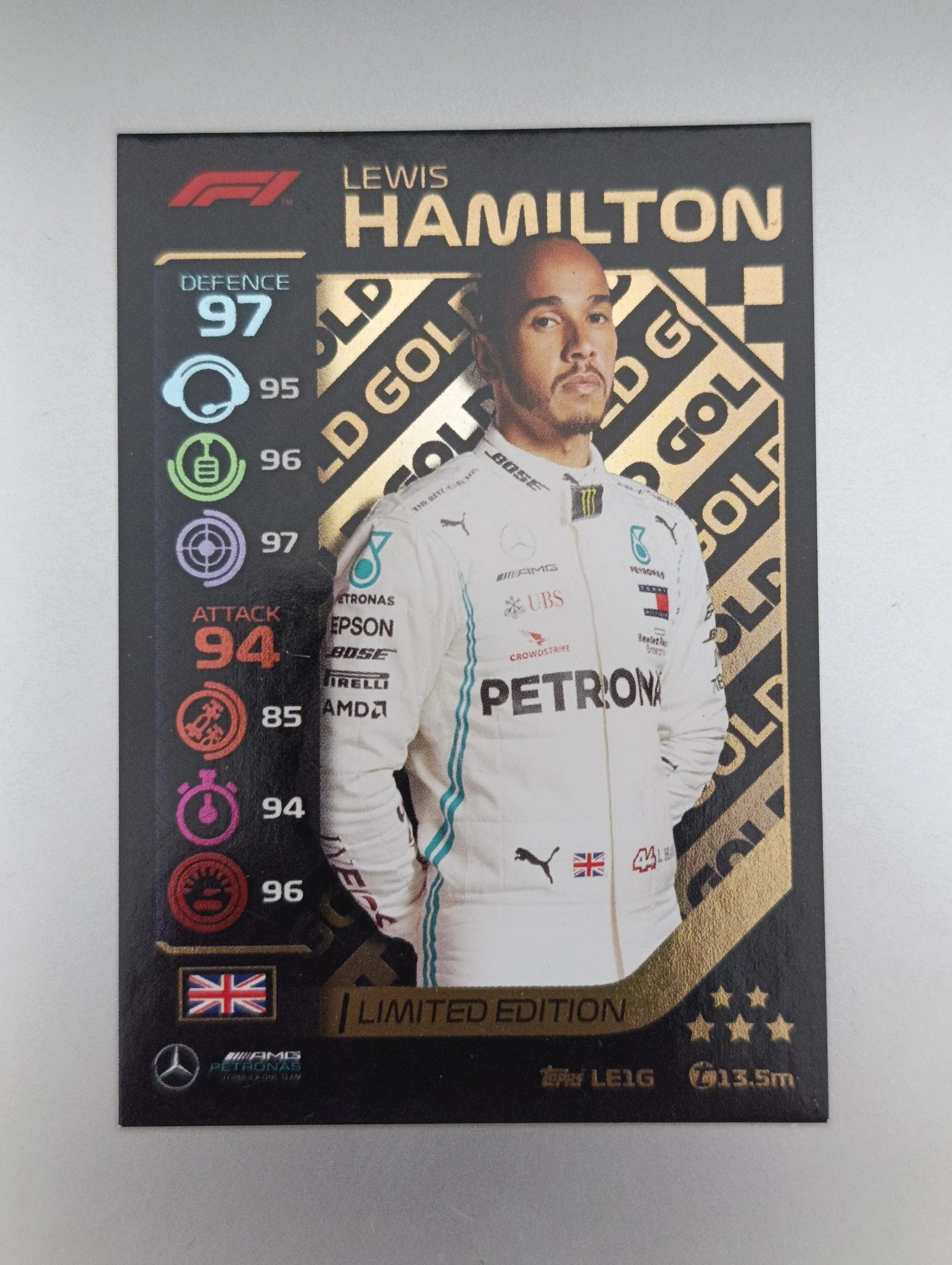 Lewis Hamilton Topps Limited edition  Gold Card image 1