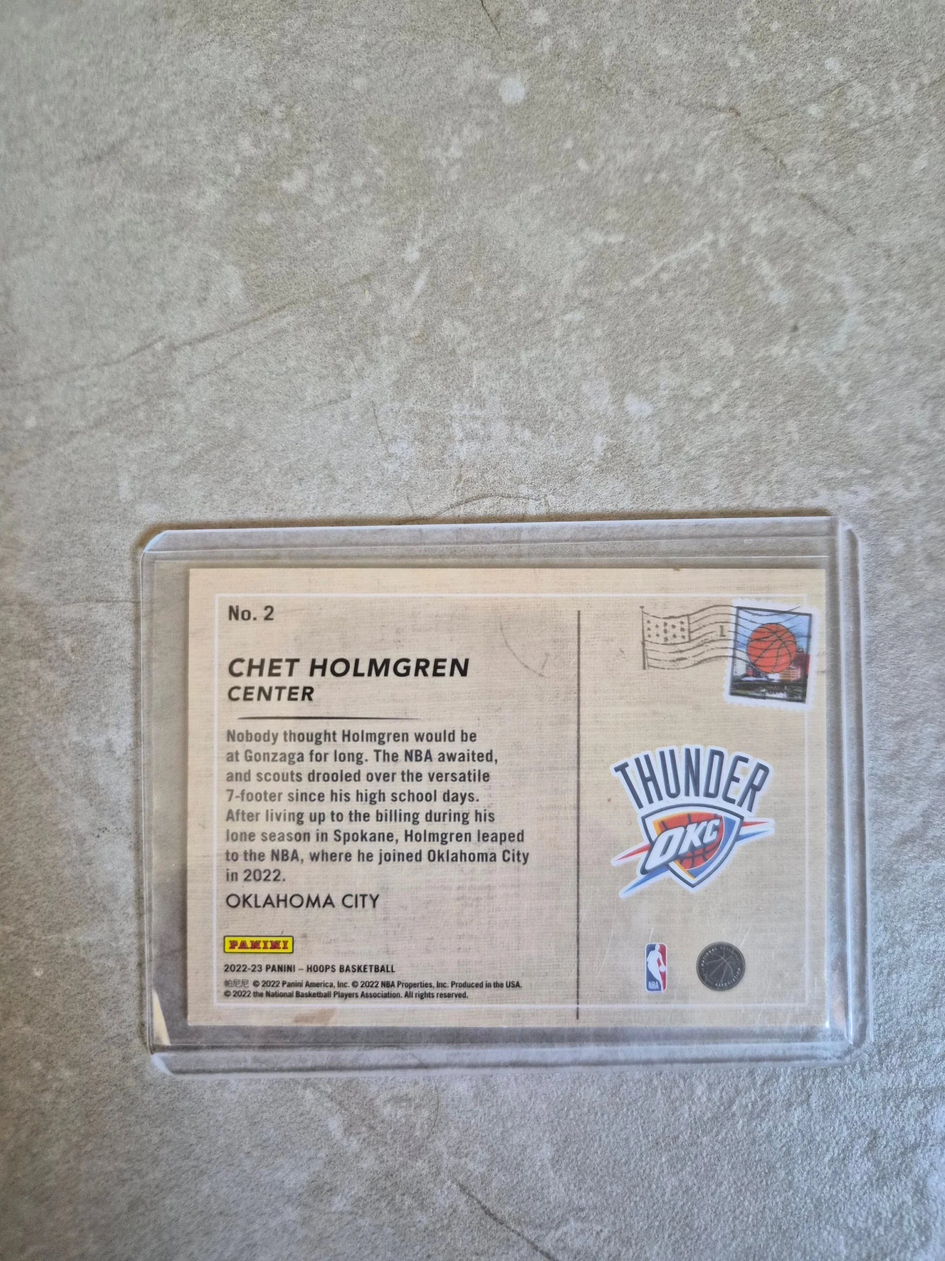 NBA HOOPS CHET HOLMGREN ROOKIE GREETiNGS THUNDER OKC 2022-23 image 2