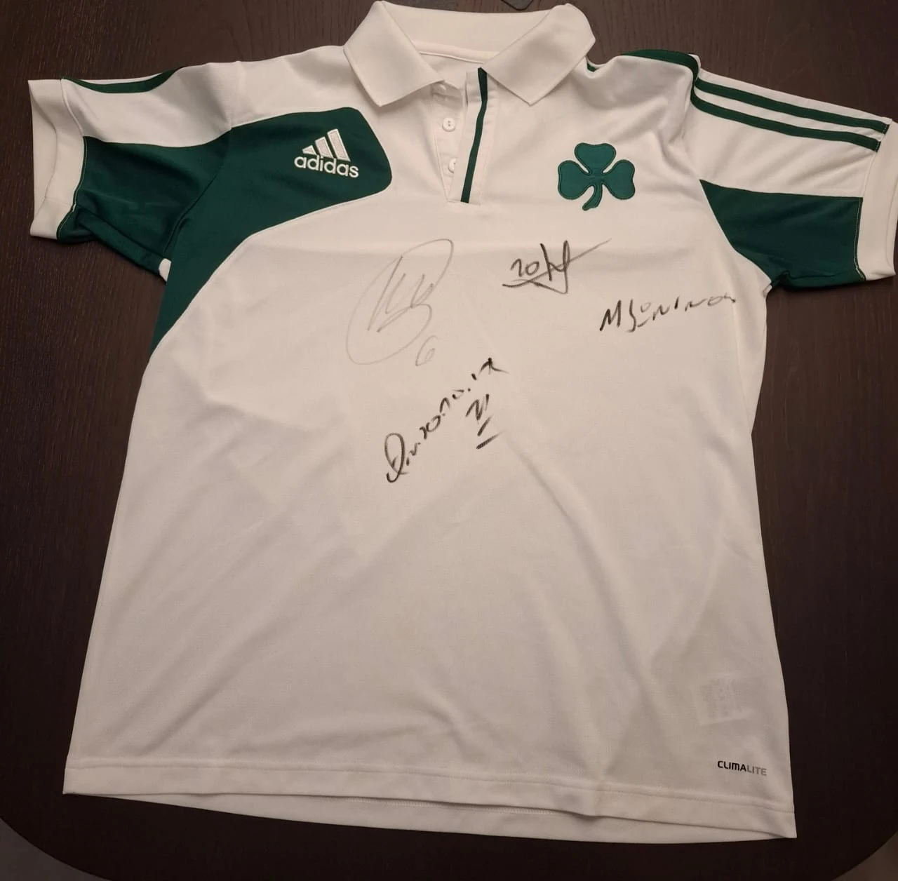 T shirt from the 90s panathinaikos x adidas singed by 4 players image 1