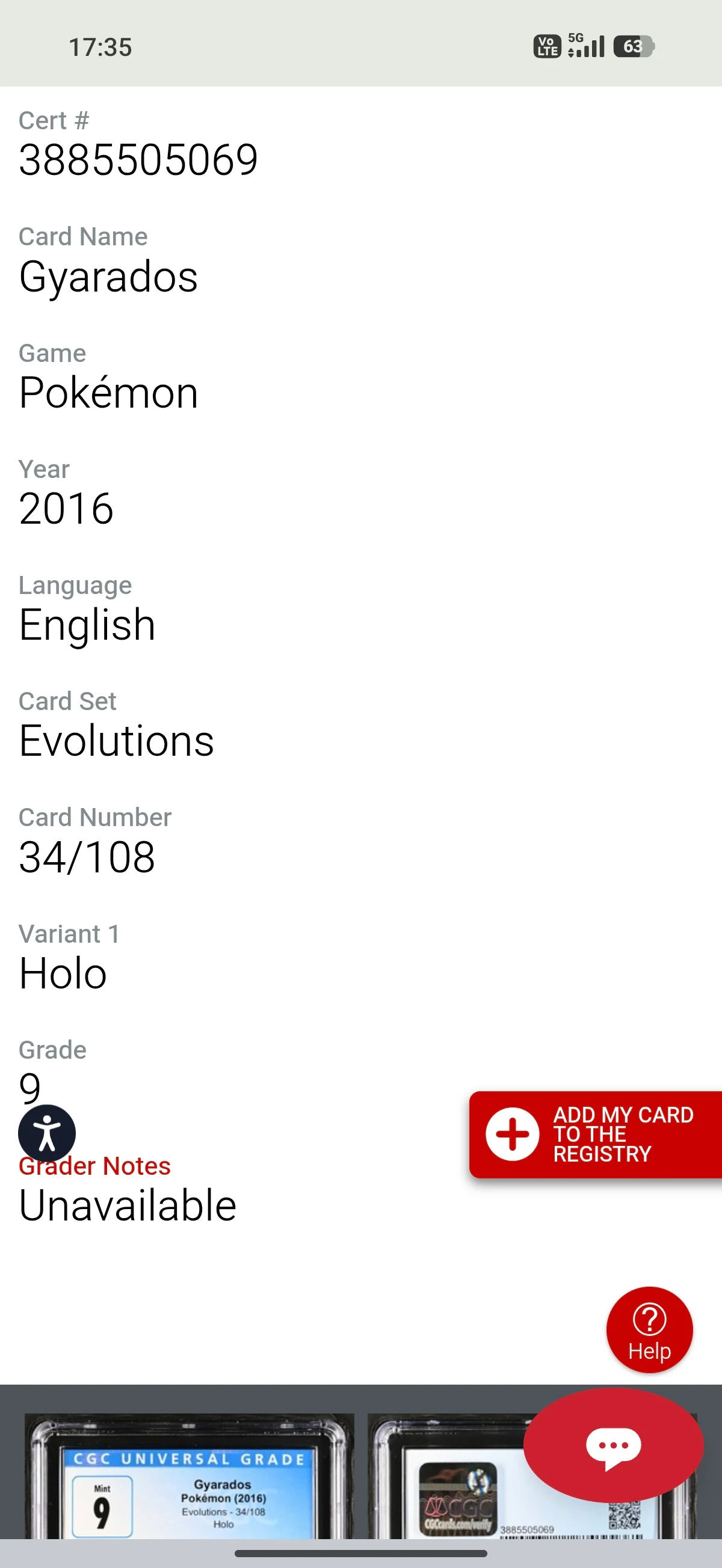 Gyarados 34/108 Evolutions 2016 CGC 9.0 image 3