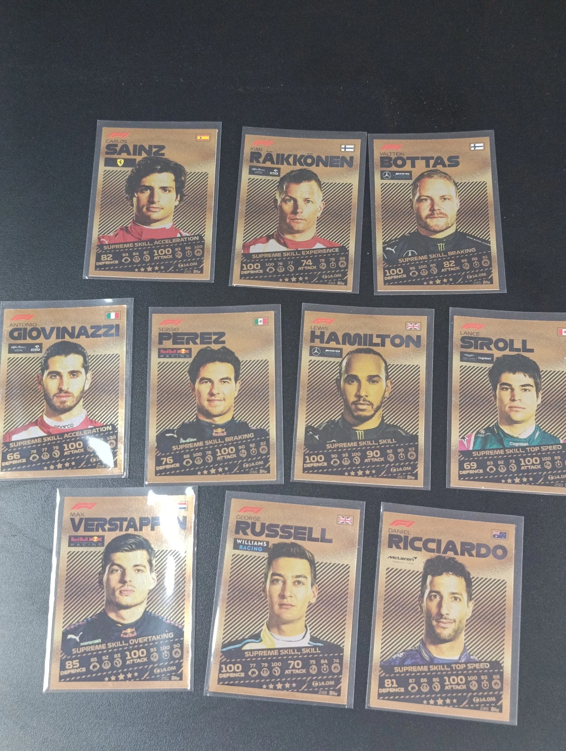 Lot of 10 F1 gold cards 2021 Topps image 1
